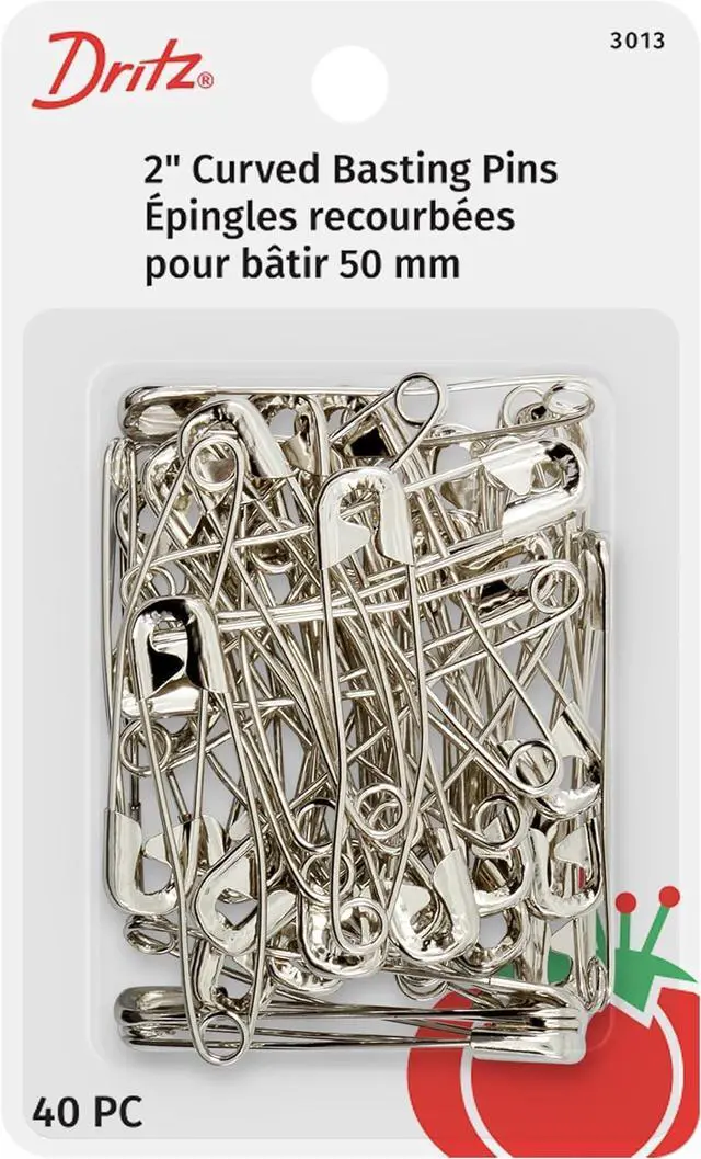 Main image of Dritz 3013 Curved Basting Safety Pins, Size 3 (40-Count), Nickel