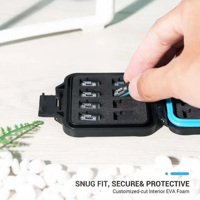 Alt view image 3 of 7 - JJC Small TF Micro SD Card Case Holder for 16 Microsd Memory Cards | 16 Slots, Slim & Lightweight Design, Water-Resistant & Shockproof, Soft EVA Interior, Includes Wrist Strap, Easy to Carry