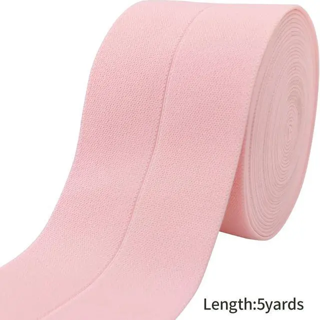 Alt view image 2 of 6 - Pink Wide Elastic Band for Sewing 2.4"x5yd | Waistband Strap, double-side stretch flat knit.Great for pants,skirts,and DIY clothing projects