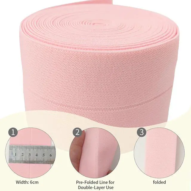Alt view image 3 of 6 - Pink Wide Elastic Band for Sewing 2.4"x5yd | Waistband Strap, double-side stretch flat knit.Great for pants,skirts,and DIY clothing projects