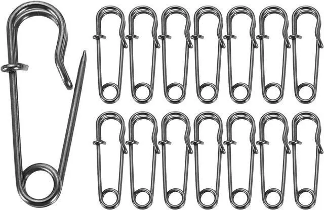 Main image of HARFINGTON 30pcs Safety Pins 1.06 Inch (27mm) Electroplated Steel Large Safety Pin Bulk Heavy Duty 0.04" Dia for Clothes Sewing Arts DIY Crafts, Gunmetal