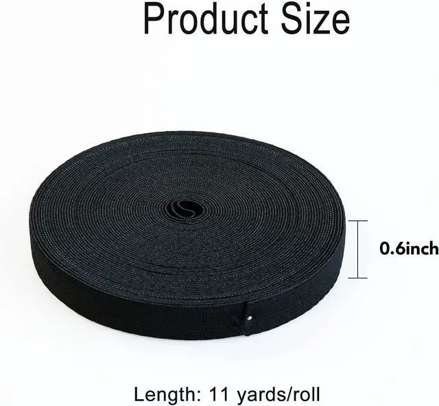 Alt view image 2 of 7 - Elastic Bands for Sewing 0.6 Inch 11 Yards, Wig Band Black Knit Elastic Spool High Elasticity for Wigs Waistband Pants Dress Swimwear Belt or Crafts DIY (Black-0.6 in * 11 Yard)