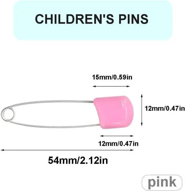 Alt view image 2 of 6 - 50 Pcs Safety pins Nappy Pins Plastic Head Safety Pins with Safe Locking (Pink)