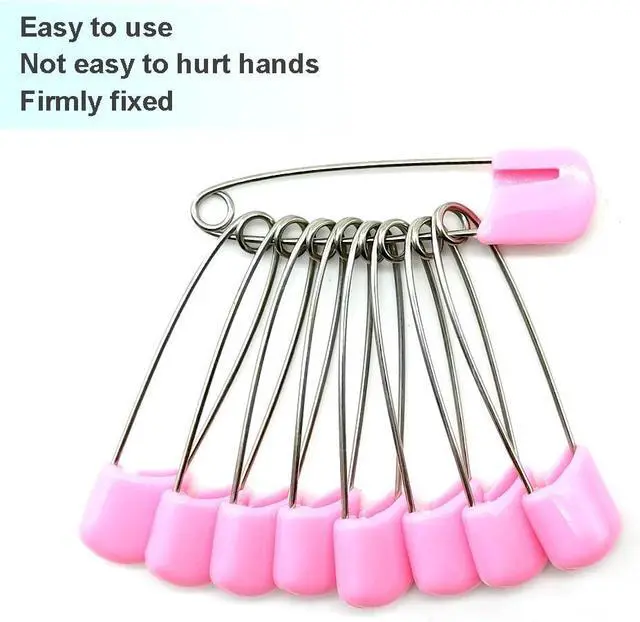 Alt view image 5 of 6 - 50 Pcs Safety pins Nappy Pins Plastic Head Safety Pins with Safe Locking (Pink)