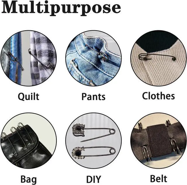 Alt view image 2 of 6 - 15Pcs 4" Heavy Duty Steel Black Safety Pins for Blankets & Clothes | 4" durable steel black pins easily pierce wool, canvas & leather. Rust-resistant, snag-free hold for blankets & kilts