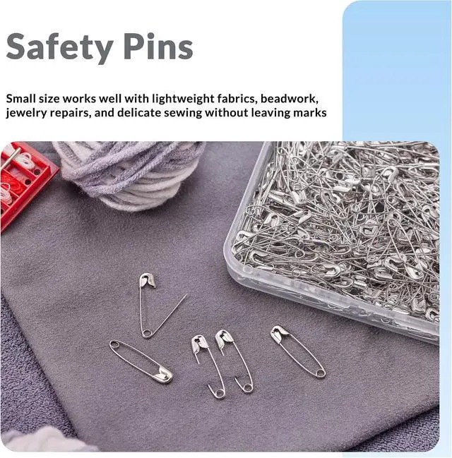 Alt view image 4 of 6 - NEEWAY 1000pcs 1 Inch Small Safety Pins, Silver Safety Pins for Clothes - 2 Pack, 500 Pins Per Box