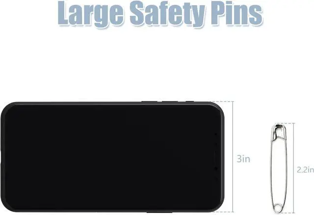 Alt view image 2 of 5 - 2.2 Inch Heavy Duty Safety Pins, 200 Pack, Stainless Steel | Rust Resistant, 55mm, Bulk Large Pins for Clothes, Sewing, Diapers, Craft, Quilting, Jewelry Making