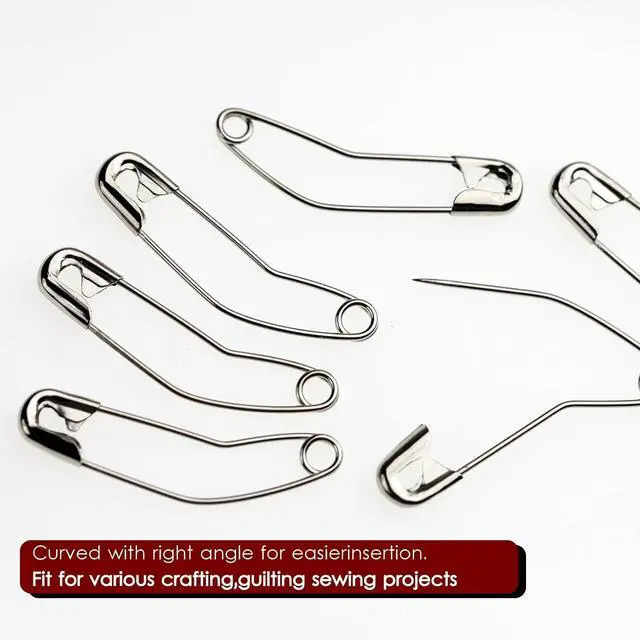Alt view image 5 of 6 - 100 Pcs Curved Safety Pins for Quilting Basting Pins 38mm/1.5inch | 100 Pack Curved Safety Pins for Quilting Basting Pins 38mm/1.5inch Quilting Safety Pins Stainless Steel Quilting Pins
