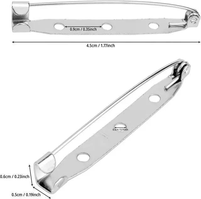 Alt view image 2 of 7 - 50 Pcs Silver Bar Pins, Safety Pins - Secure Back Clasp - Reliable Brooch Pins for Various Uses Locking Pins Backs Safety Clasp Brooch (45MM, Silver)