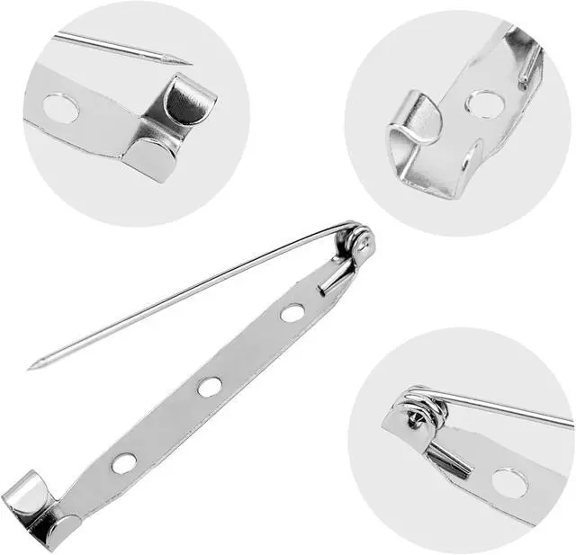 Alt view image 3 of 7 - 50 Pcs Silver Bar Pins, Safety Pins - Secure Back Clasp - Reliable Brooch Pins for Various Uses Locking Pins Backs Safety Clasp Brooch (45MM, Silver)