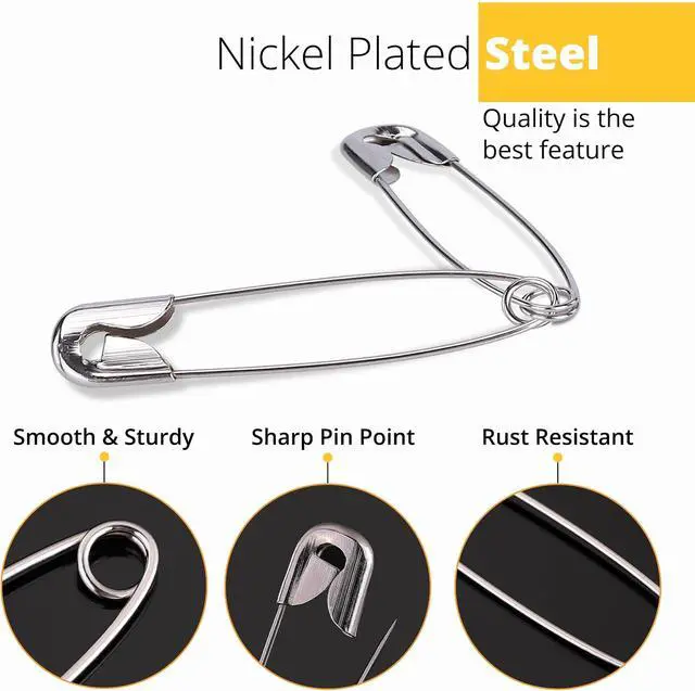 Alt view image 2 of 6 - Wenrook 300 Pack Safety Pins, Large & Small Safety Pins for Clothes | 4 Assorted Sizes, Durable Nickel Plated Steel, Safety Pins for Clothes, Crafts, Pinning and More