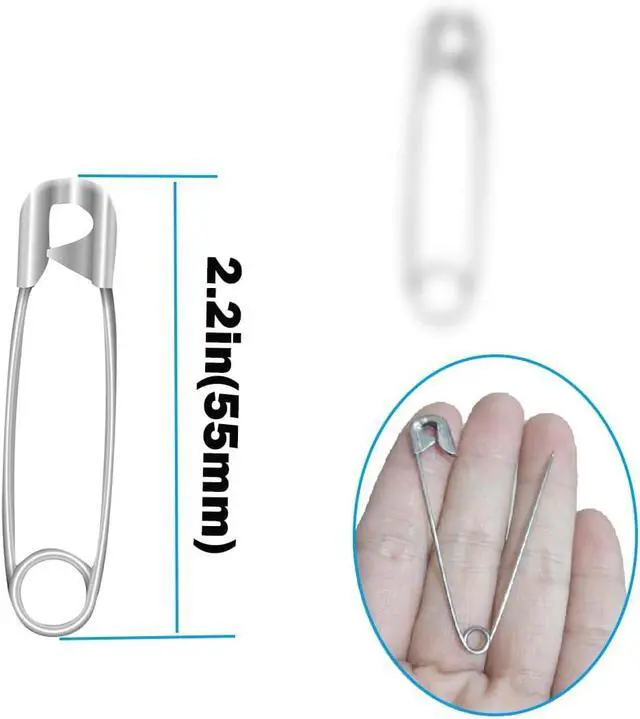 Alt view image 2 of 6 - 80Pcs Extra Large Safety Pins 2.2 inch (55mm) -Heavy Duty Large Safety Pins, Stainless Steel Safety Pin for Sewing,Baby Clothing, Diapers,Laundry,Decorations.