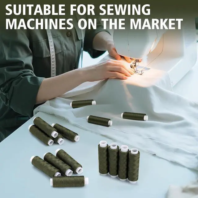 Alt view image 6 of 7 - Bupete 8 Rolls Sewing Thread, 200 Yards Each Roll Thread for Sewing | Olive Green Polyester Threads, Olive Green sewing thread for Sewing Machine, Embroidery Hand Stitching