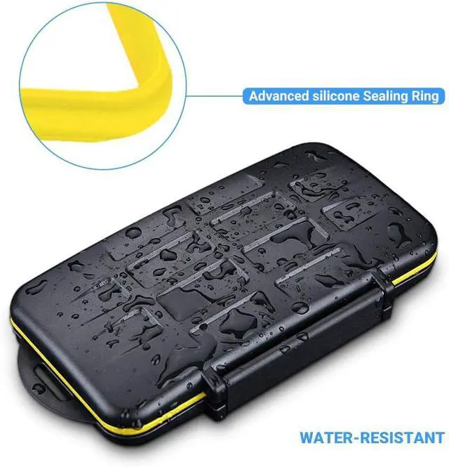 Alt view image 3 of 7 - 16 Slots Micro SD Card Holder, Micro SD Card Case Micro SD Micro SDHC Micro SDXC Card Storage Micro SD Card Organizer with Carabiner, Water-Resistant Anti-Shock