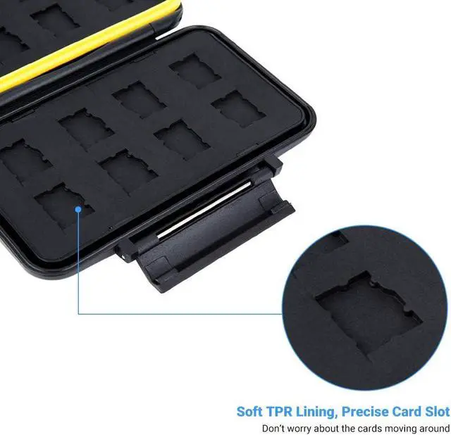 Alt view image 5 of 7 - 16 Slots Micro SD Card Holder, Micro SD Card Case Micro SD Micro SDHC Micro SDXC Card Storage Micro SD Card Organizer with Carabiner, Water-Resistant Anti-Shock