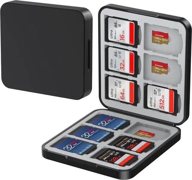 Main image of HEIYING Memory Card Holder with 24 Card Slots for SD and Micro SD Cards | 12 SD + 12 Micro SD Slots, Magnetic Closure, Compact Portable Storage case with Soft Silicone Interior for Card Protection