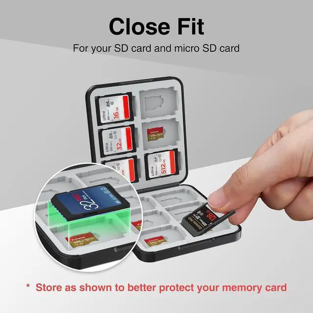 Alt view image 3 of 7 - HEIYING Memory Card Holder with 24 Card Slots for SD and Micro SD Cards | 12 SD + 12 Micro SD Slots, Magnetic Closure, Compact Portable Storage case with Soft Silicone Interior for Card Protection
