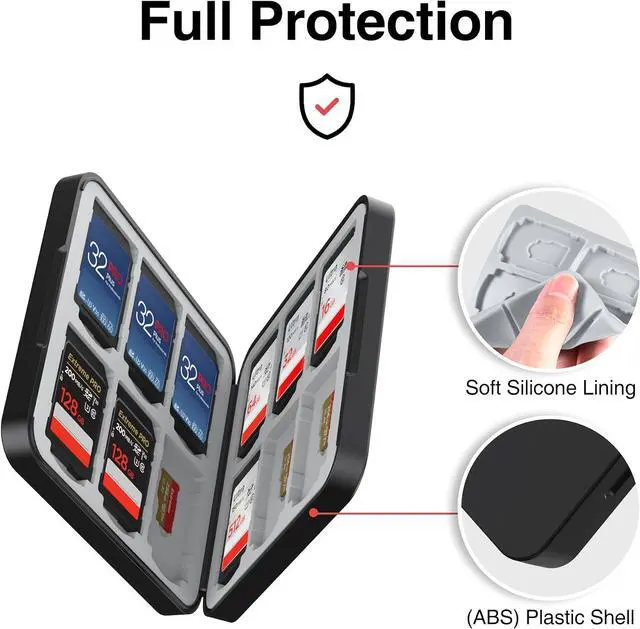 Alt view image 4 of 7 - HEIYING Memory Card Holder with 24 Card Slots for SD and Micro SD Cards | 12 SD + 12 Micro SD Slots, Magnetic Closure, Compact Portable Storage case with Soft Silicone Interior for Card Protection