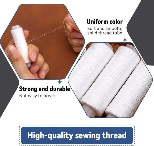 Alt view image 3 of 7 - Bupete 8 Rolls White Thread for Sewing, 200 Yards Each Roll Sewing Thread | Polyester Threads, Sewing Thread for Sewing Machine, Embroidery Hand Stitching