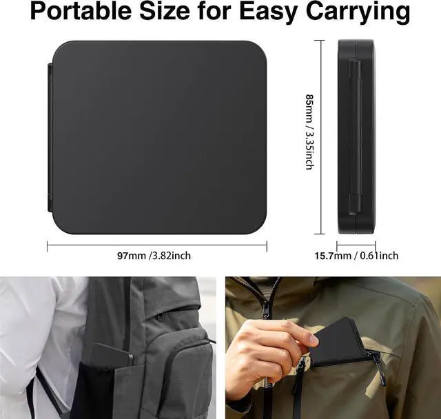Alt view image 6 of 7 - HEIYING Memory Card Holder with 24 Card Slots for SD and Micro SD Cards | 12 SD + 12 Micro SD Slots, Magnetic Closure, Compact Portable Storage case with Soft Silicone Interior for Card Protection