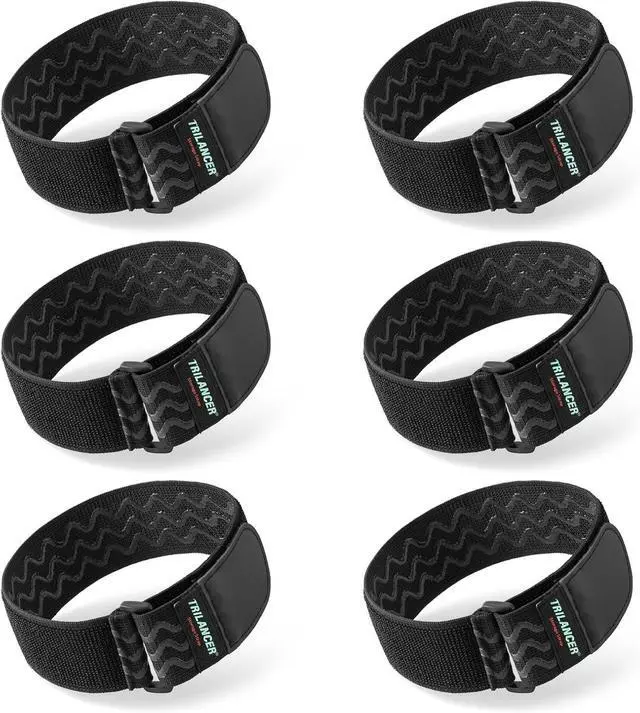 Main image of Trilancer Elastic Cinch Straps with Anti-Slip Strips, 14'' x 2'' (6 Pack) | Multipurpose Hook and Loop Bundling Straps for Hose, Cords, Bike, Luggage, Camping, Yoga Mats