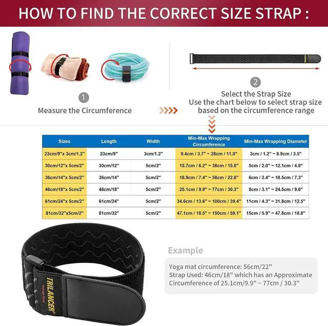 Alt view image 7 of 7 - Trilancer Elastic Cinch Straps with Anti-Slip Strips, 14'' x 2'' (6 Pack) | Multipurpose Hook and Loop Bundling Straps for Hose, Cords, Bike, Luggage, Camping, Yoga Mats