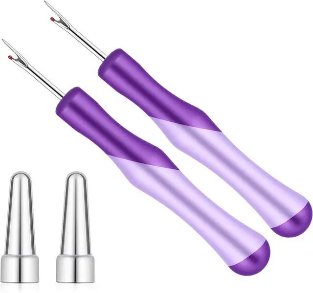 Main image of Seam Ripper for Sewing and Thread, Needle and Thread Seam Rippers Needle Stitch Removers Tool with Ergonomic Grip for Cross Stitching, Hand Sewing, Knitting, Embroidery and Thread-Removal(Purple, 2Pcs