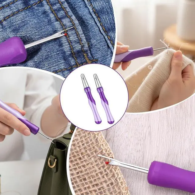 Alt view image 5 of 7 - Seam Ripper for Sewing and Thread, Needle and Thread Seam Rippers Needle Stitch Removers Tool with Ergonomic Grip for Cross Stitching, Hand Sewing, Knitting, Embroidery and Thread-Removal(Purple, 2Pcs