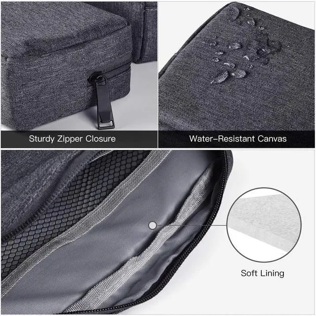 Alt view image 4 of 7 - Universal Electronics Accessories Carrying Case, 2PCS Big + Small Portable Storage Pouch, Cosmetic Bag, Cable Organizer Compatible Hard Drive, Mouse, Power Bank, Adapter, Cellphone, Space Gray
