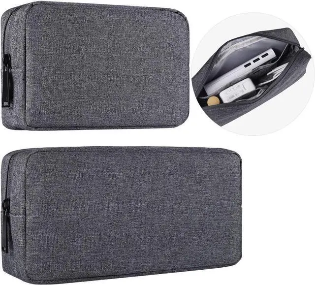 Main image of Universal Electronics Accessories Carrying Case, 2PCS Big + Small Portable Storage Pouch, Cosmetic Bag, Cable Organizer Compatible Hard Drive, Mouse, Power Bank, Adapter, Cellphone, Space Gray