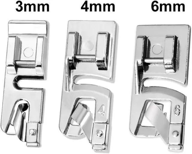 Alt view image 2 of 7 - 3 Pcs Hemming Foot Kit Rolled Hem Presser Foots for Sewing Machine | 3 mm, 4 mm, and 6 mm Rolled Hem Foots, Hemming Foot Suitable For Household Multi-Function Sewing Machine