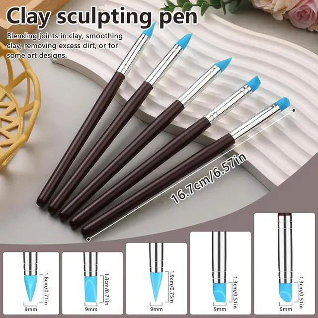 Alt view image 2 of 7 - 10 Pcs Silicone Clay Tools, Silicone Sculpting Tools, Polymer Clay Tools | Dotting Tools for Painting, Silicone Brushes for Crafts, Nails