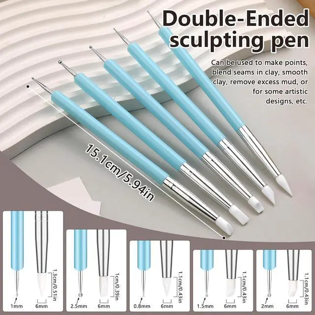 Alt view image 3 of 7 - 10 Pcs Silicone Clay Tools, Silicone Sculpting Tools, Polymer Clay Tools | Dotting Tools for Painting, Silicone Brushes for Crafts, Nails