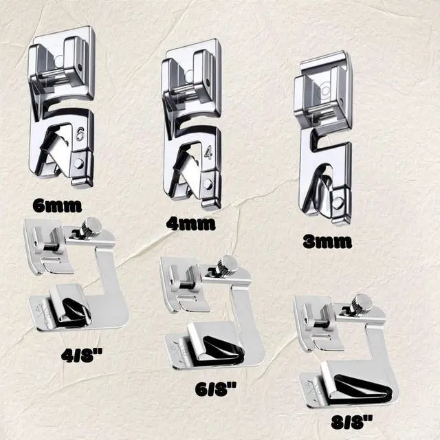 Alt view image 4 of 7 - Hemming Foot Kit 6Pcs Includes Wide Rolled Hem Foot Set and Narrow Foot Hemmer Set for Brother, Singer Janome Low Shank Sewing Machines Use
