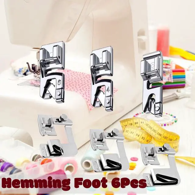 Alt view image 7 of 7 - Hemming Foot Kit 6Pcs Includes Wide Rolled Hem Foot Set and Narrow Foot Hemmer Set for Brother, Singer Janome Low Shank Sewing Machines Use