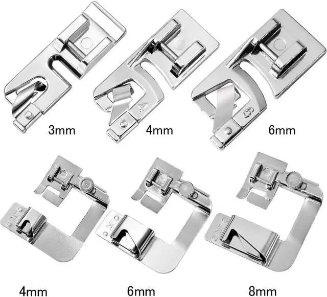 Alt view image 2 of 6 - Lunarm Rolled Hem Presser Foot 36PCS Hemming Foot for Sewing Machine | 6PCS Narrow / Wide Rolled Hem Foot, 30 Pcs Sewing Machine Needles, Stainless Steel, Household Multi-Function Sewing Machines