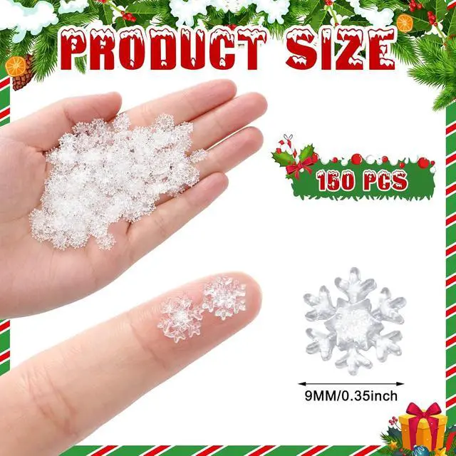 Alt view image 2 of 6 - Knitgrip 150 Pcs Mini Snowflake for Craft 0.35 Inch Small Resin Xmas Embellishment Tiny Snowflake Ornaments Little Craft Pieces for Christmas Winter Party DIY Decor(Clear)
