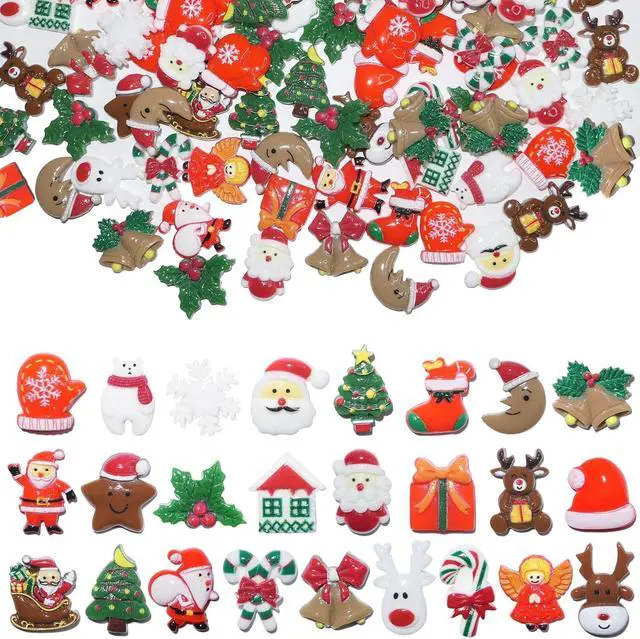Main image of HADDIY Christmas Resin Charms for Crafts,100pcs Flatback Slime Beads Decor | Miniature Ornaments for Christmas Embellishments Supplies and Mini Christmas Decorations