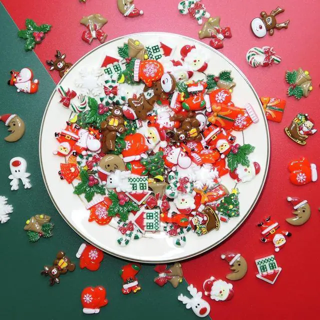 Alt view image 2 of 6 - HADDIY Christmas Resin Charms for Crafts,100pcs Flatback Slime Beads Decor | Miniature Ornaments for Christmas Embellishments Supplies and Mini Christmas Decorations