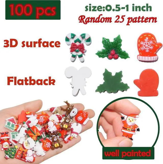 Alt view image 3 of 6 - HADDIY Christmas Resin Charms for Crafts,100pcs Flatback Slime Beads Decor | Miniature Ornaments for Christmas Embellishments Supplies and Mini Christmas Decorations