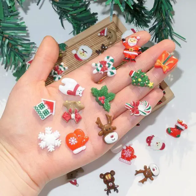 Alt view image 5 of 6 - HADDIY Christmas Resin Charms for Crafts,100pcs Flatback Slime Beads Decor | Miniature Ornaments for Christmas Embellishments Supplies and Mini Christmas Decorations