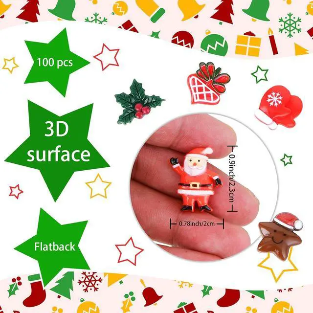 Alt view image 2 of 7 - 50 Pcs Mini Christmas Ornaments Flatback Resin Charms Christmas Craft Supplies Cute Christmas Embellishment for Craft Making, Ornament Scrapbooking, DIY Crafts