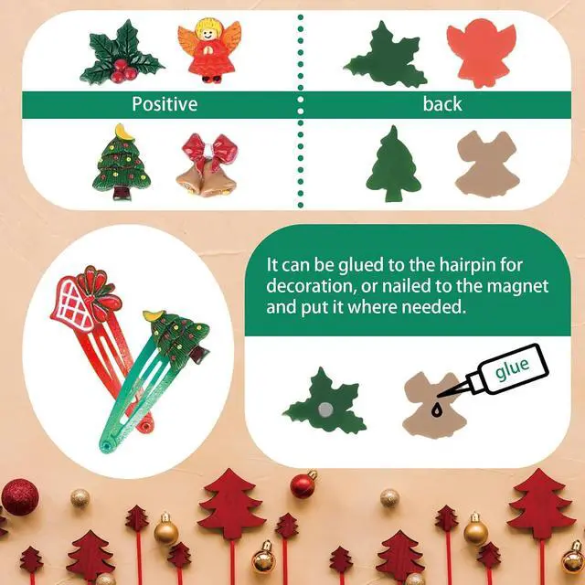 Alt view image 4 of 7 - 50 Pcs Mini Christmas Ornaments Flatback Resin Charms Christmas Craft Supplies Cute Christmas Embellishment for Craft Making, Ornament Scrapbooking, DIY Crafts