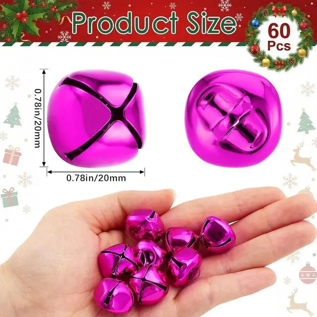 Alt view image 2 of 7 - 4/5 Inch Jingle Bells Small Bell Mini Bells, Tiny Crafts Bells, DIY for Christmas Home Making Ornaments Wreath Pet Decorations Bracelet Anklets Necklace Knitting Jewelry Making 60 Pcs (Rosered)