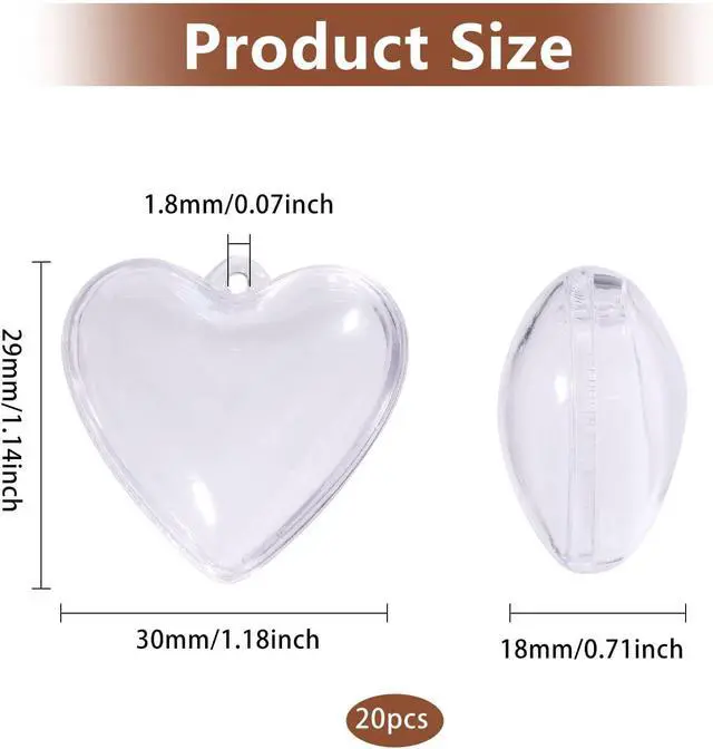 Alt view image 2 of 7 - CHGCRAFT 20Pcs Mini Fillable Shaker Heart Charm Plastic Heart Ornaments for Christmas Tree Decorations Wedding Party Anniversary Home Decor
