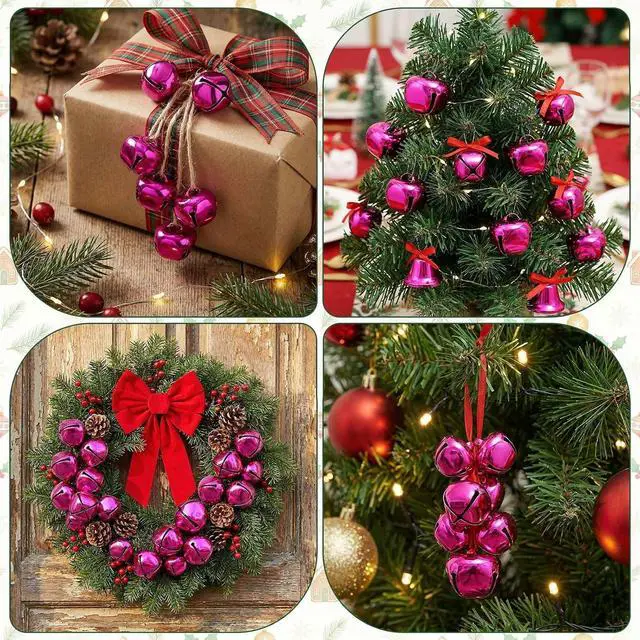 Alt view image 7 of 7 - 4/5 Inch Jingle Bells Small Bell Mini Bells, Tiny Crafts Bells, DIY for Christmas Home Making Ornaments Wreath Pet Decorations Bracelet Anklets Necklace Knitting Jewelry Making 60 Pcs (Rosered)