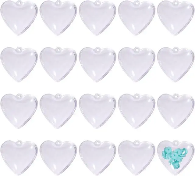 Main image of CHGCRAFT 20Pcs Mini Fillable Shaker Heart Charm Plastic Heart Ornaments for Christmas Tree Decorations Wedding Party Anniversary Home Decor