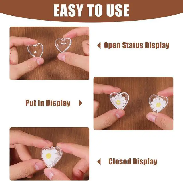 Alt view image 4 of 7 - CHGCRAFT 20Pcs Mini Fillable Shaker Heart Charm Plastic Heart Ornaments for Christmas Tree Decorations Wedding Party Anniversary Home Decor