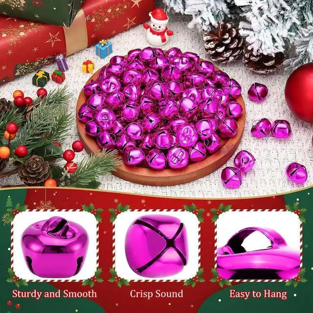 Alt view image 5 of 7 - 4/5 Inch Jingle Bells Small Bell Mini Bells, Tiny Crafts Bells, DIY for Christmas Home Making Ornaments Wreath Pet Decorations Bracelet Anklets Necklace Knitting Jewelry Making 60 Pcs (Rosered)
