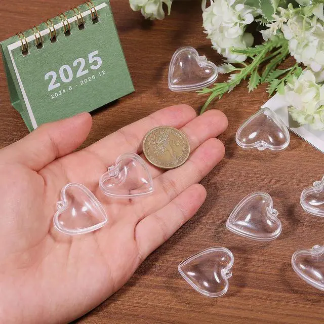 Alt view image 3 of 7 - CHGCRAFT 20Pcs Mini Fillable Shaker Heart Charm Plastic Heart Ornaments for Christmas Tree Decorations Wedding Party Anniversary Home Decor